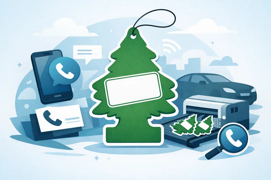 Duftbaum mit Telefonnummer bedrucken